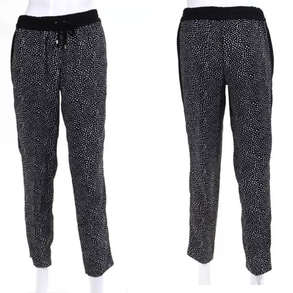 Rachel Roy Drawstring Jogger Black White Polka Dot